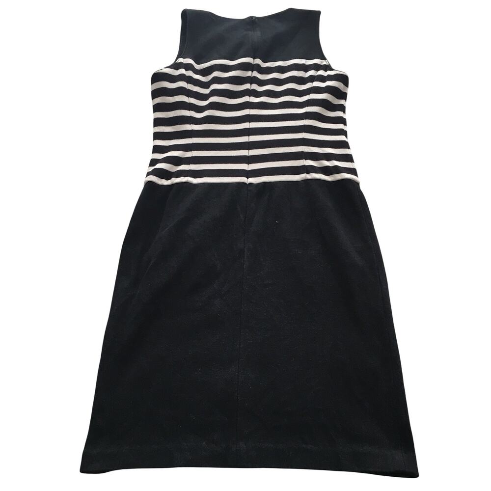 Adrienne Vittadini Dress Black & White Striped Cotton Fitted Dress Size Medium - Picture 2 of 8